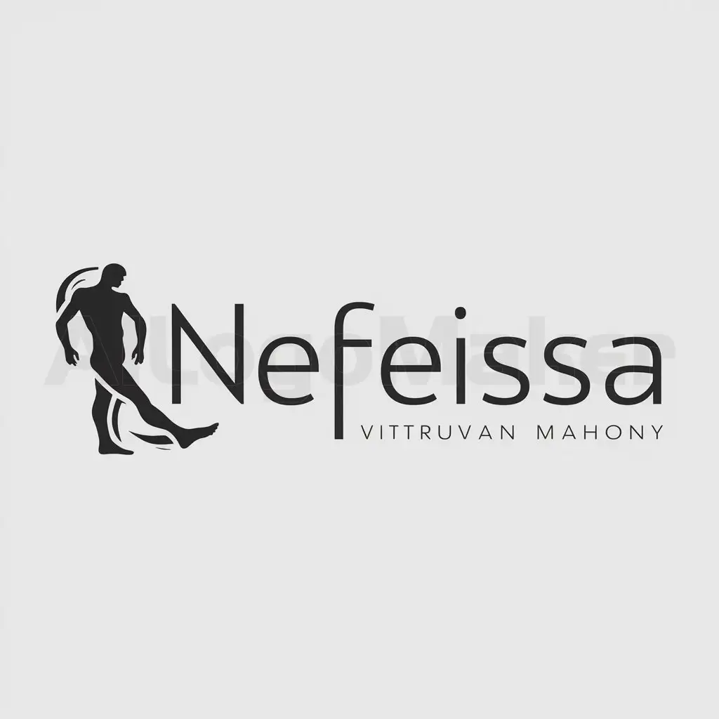 a logo design,with the text "Nefeissa", main symbol:da vinci's vetruvian man inside foot silhouette,Moderate,be used in Others industry,clear background