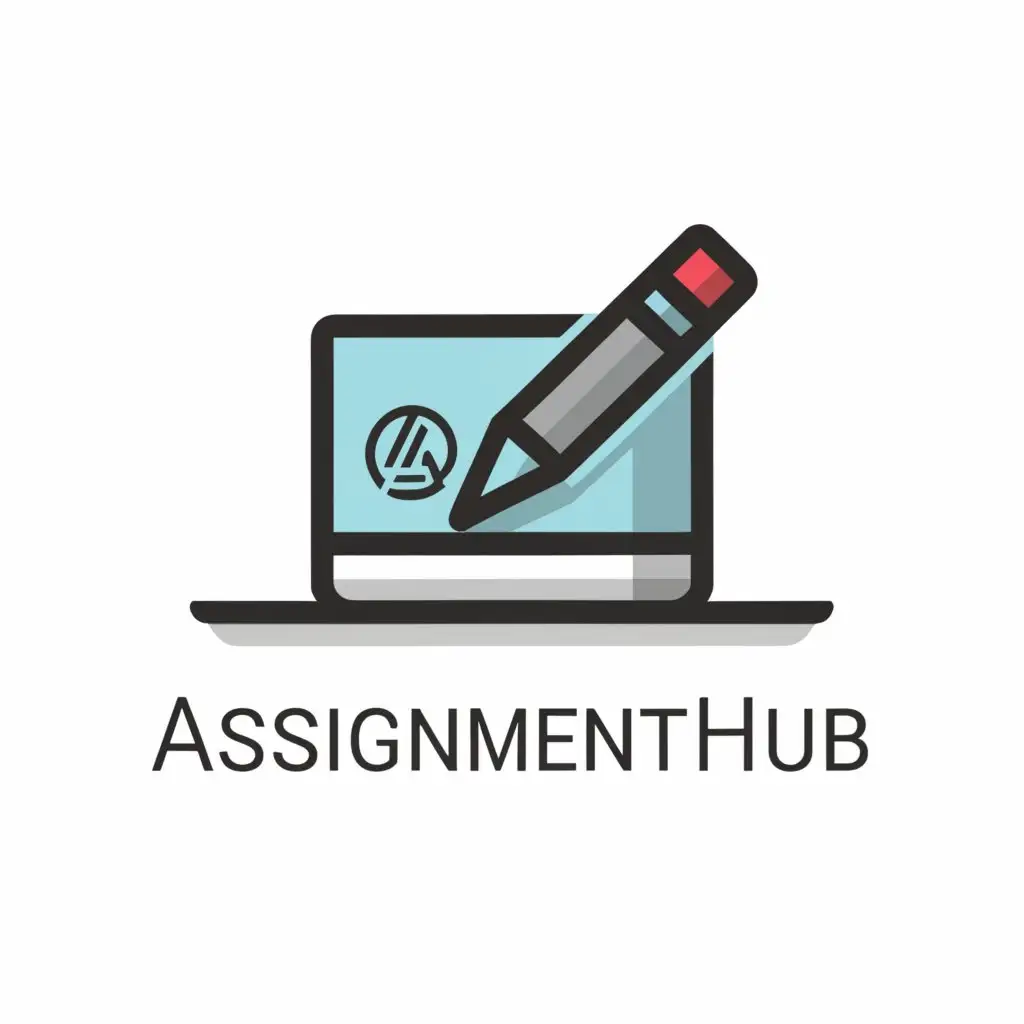 a logo design,with the text "Assignment Hub", main symbol:pen, laptop,Moderate,be used in Education industry,clear background