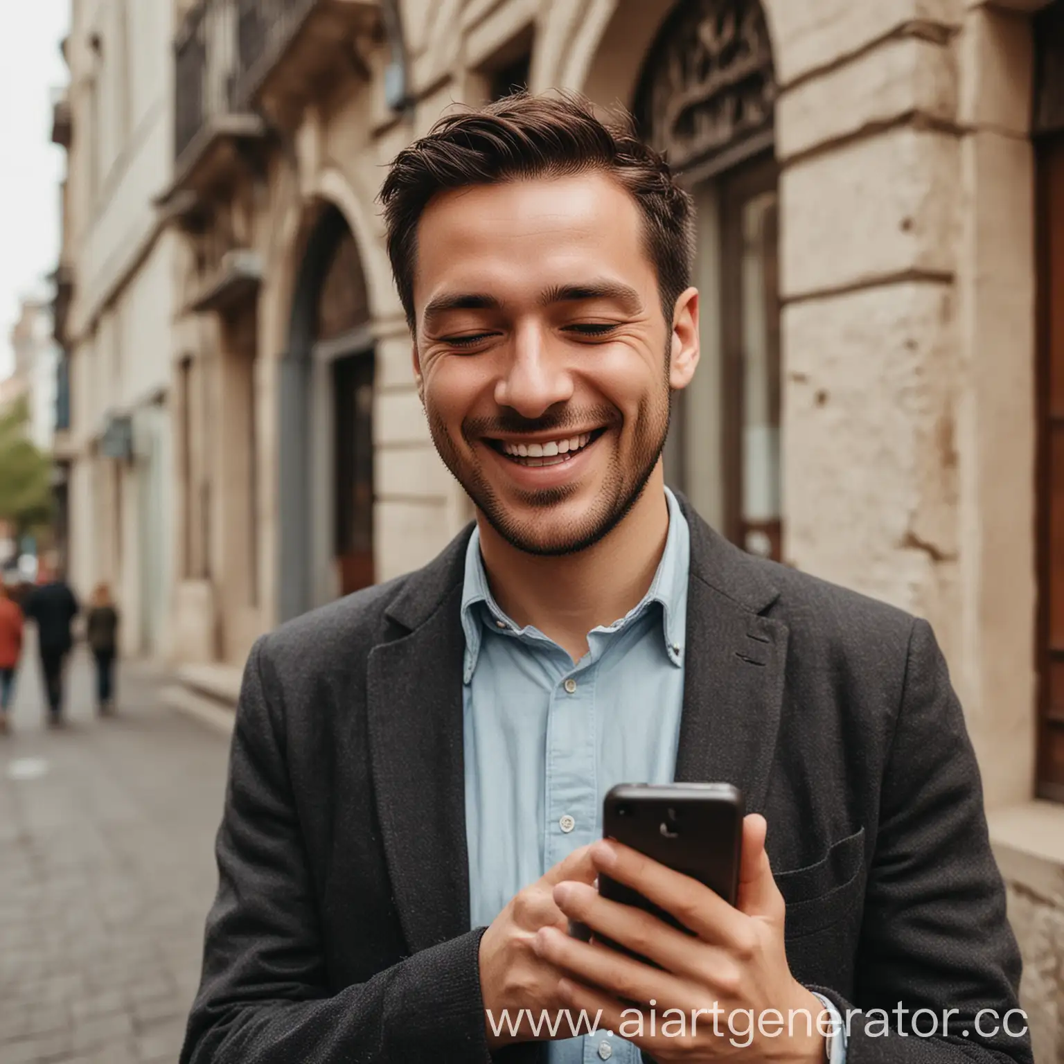 Happy-Man-Using-Smartphone-with-Contentment