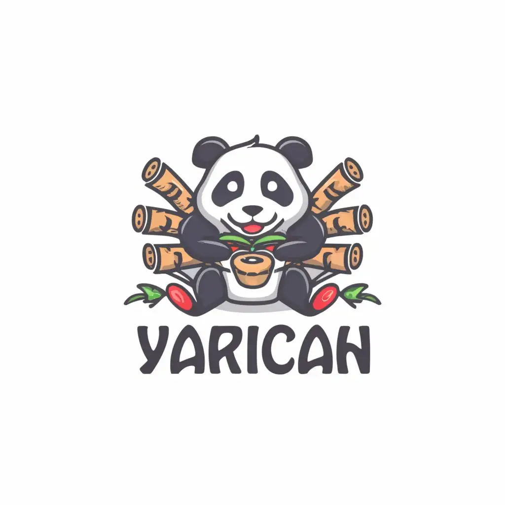 a logo design,with the text "YariCan", main symbol:Rolls and panda,complex,be used in Restaurant industry,clear background