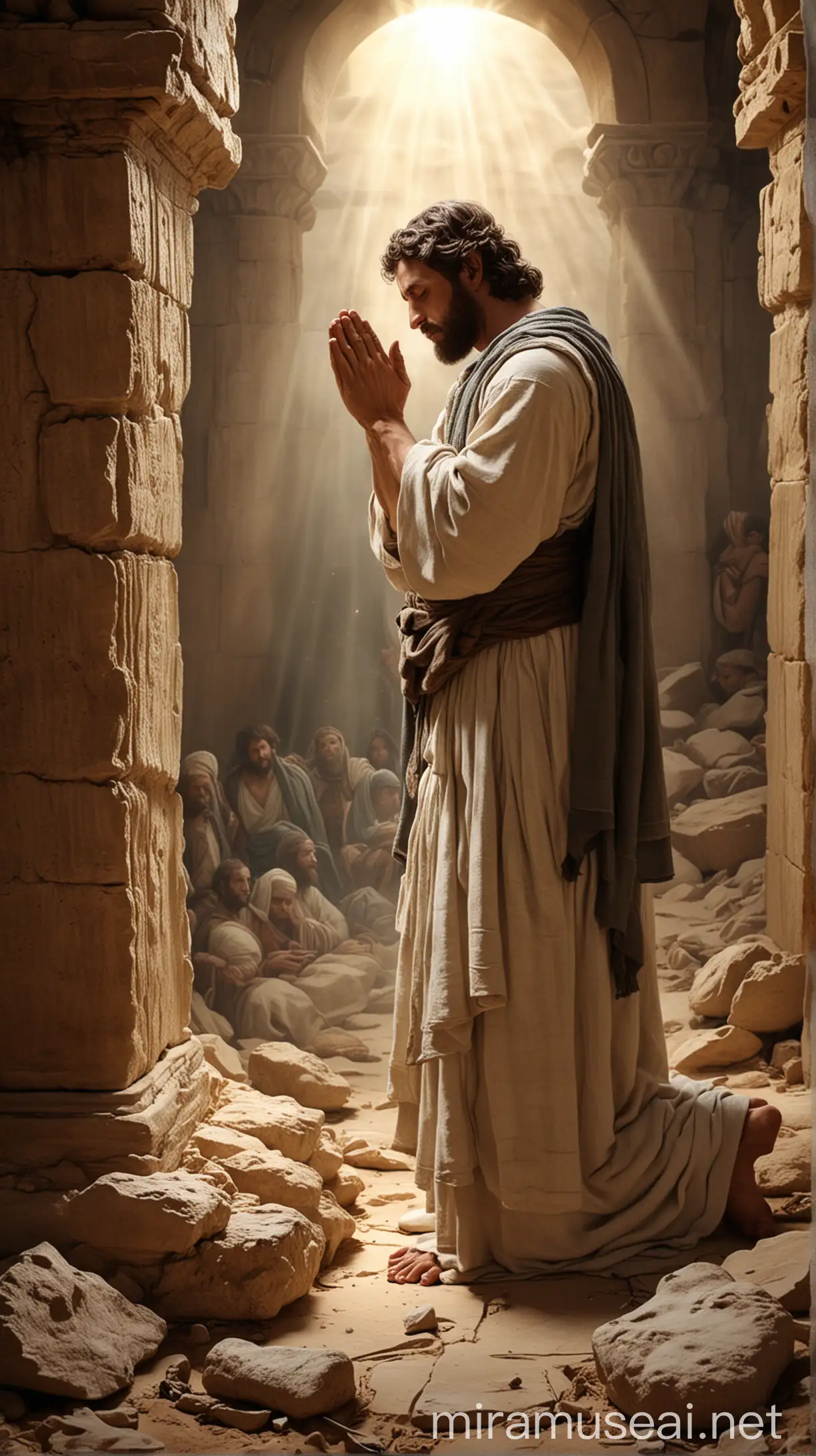 Joshua Praying Divine Revelation of Israelite Sin