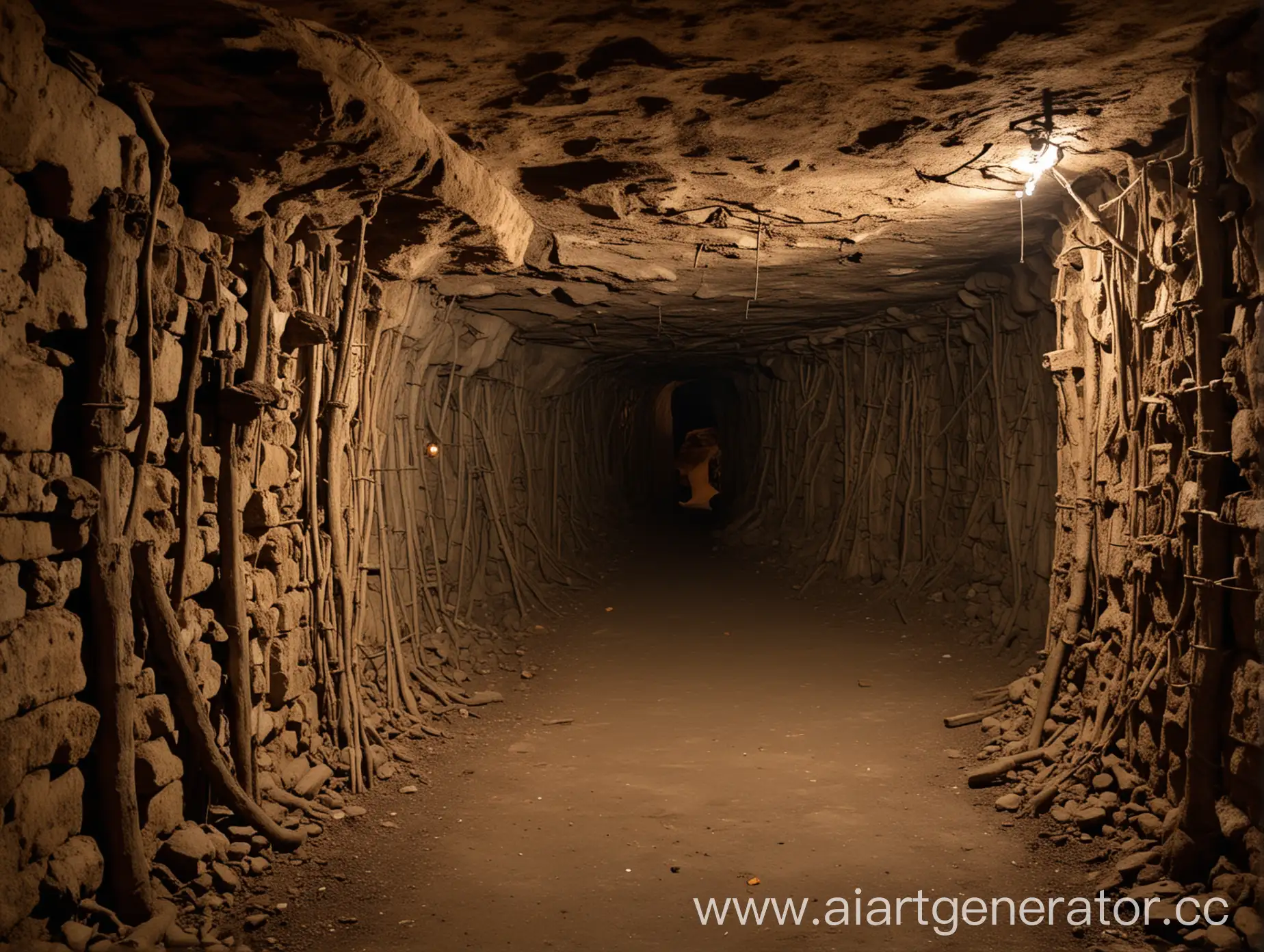 Древние, местами заваленные катакомбы. На стенах пустые держатели для факелов. Внутри довольно опасно. Разветвленная сеть туннелей может сбить с толку и опытного спелеолога.
