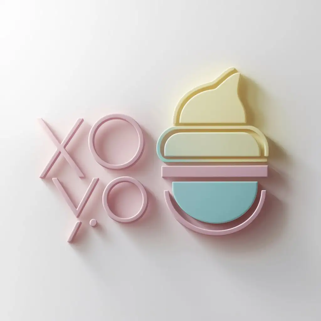 a logo design,with the text "XO YO", main symbol:ice cream and yogurt pastel color,Minimalistic,clear background