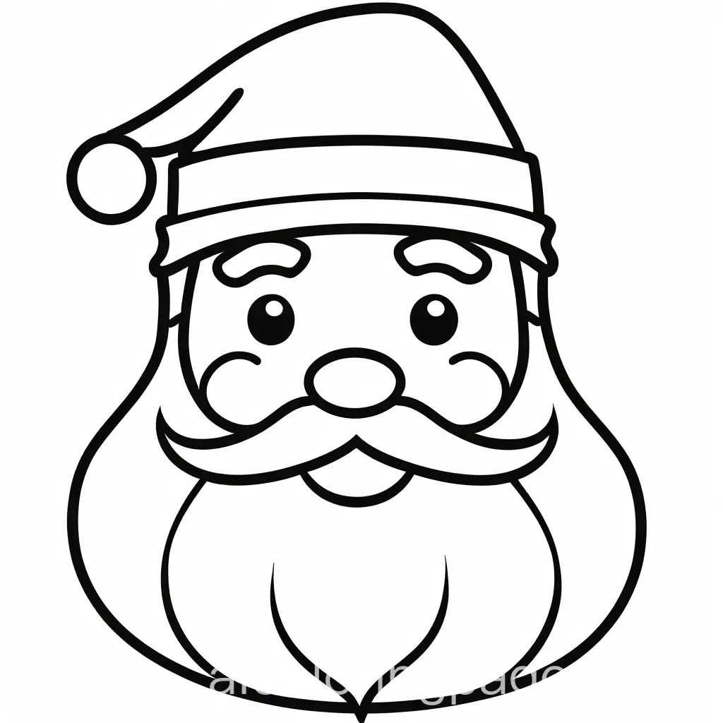 santa's face line art
no background. 
smiling face
minimal lines
simplicity, Coloring Page, black and white, line art, white background, Simplicity, Ample White Space. The background of the coloring page is plain white to make it easy for young children to color within the lines. The outlines of all the subjects are easy to distinguish, making it simple for kids to color without too much difficulty