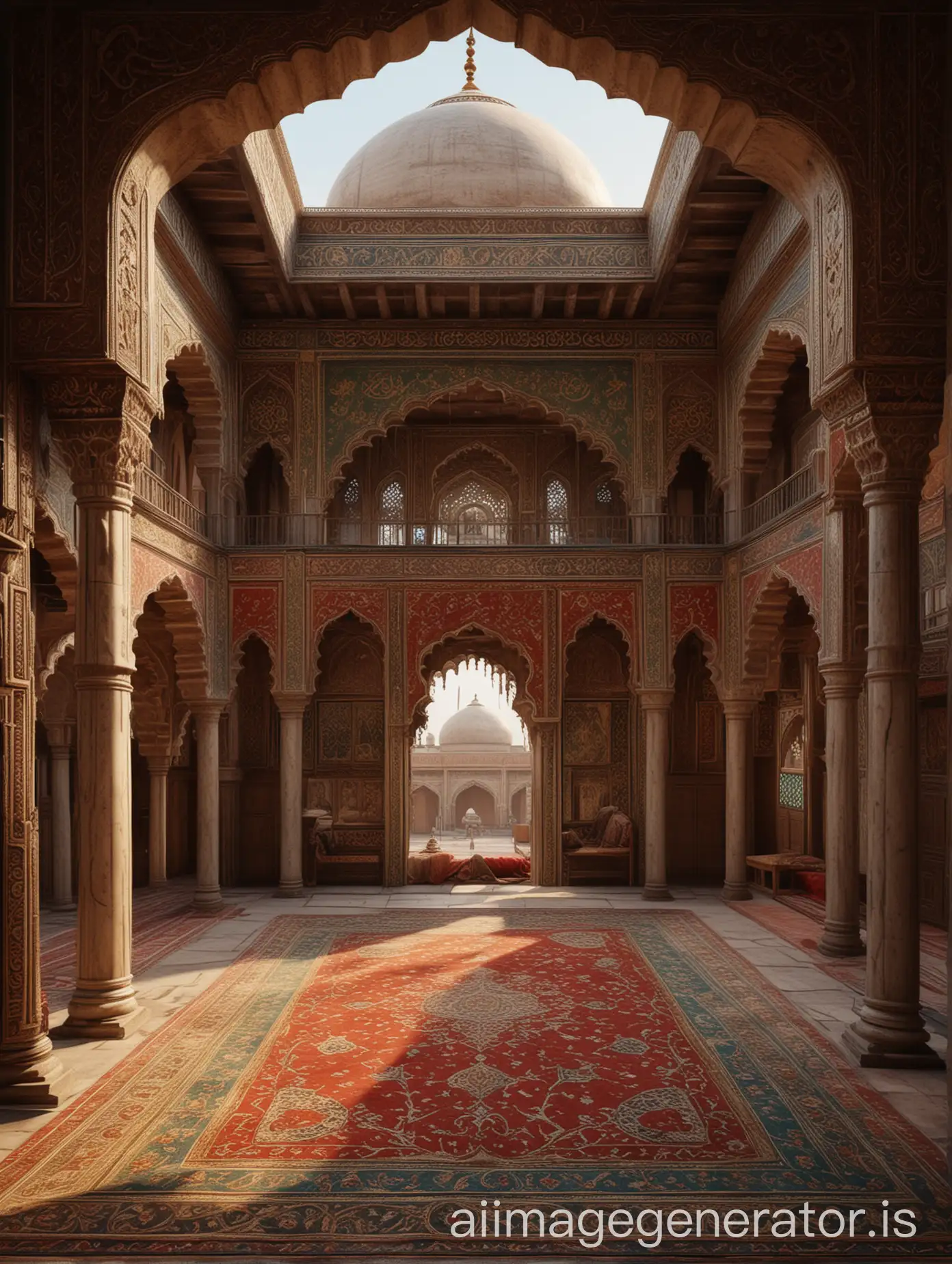 Hyper-Realistic-Miniature-Painting-of-Mughal-Court-in-Unreal-Engine