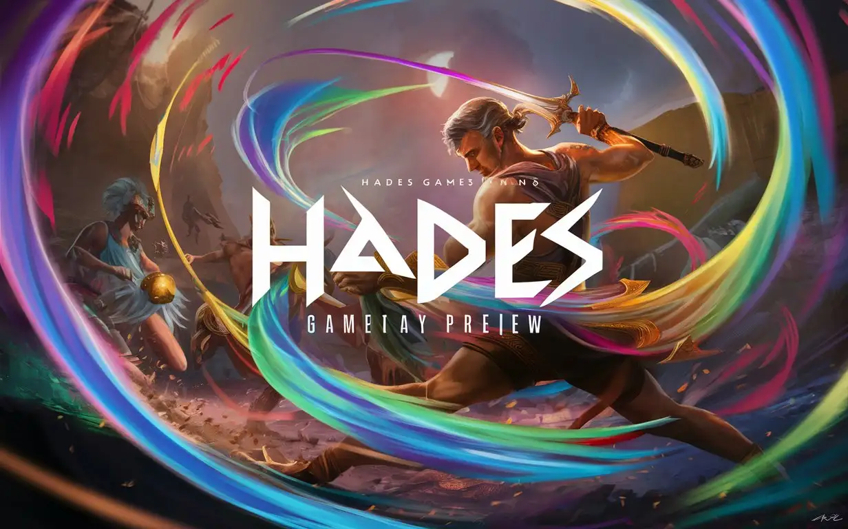Attractive colorful preview for the Hades game stream with the inscription hades