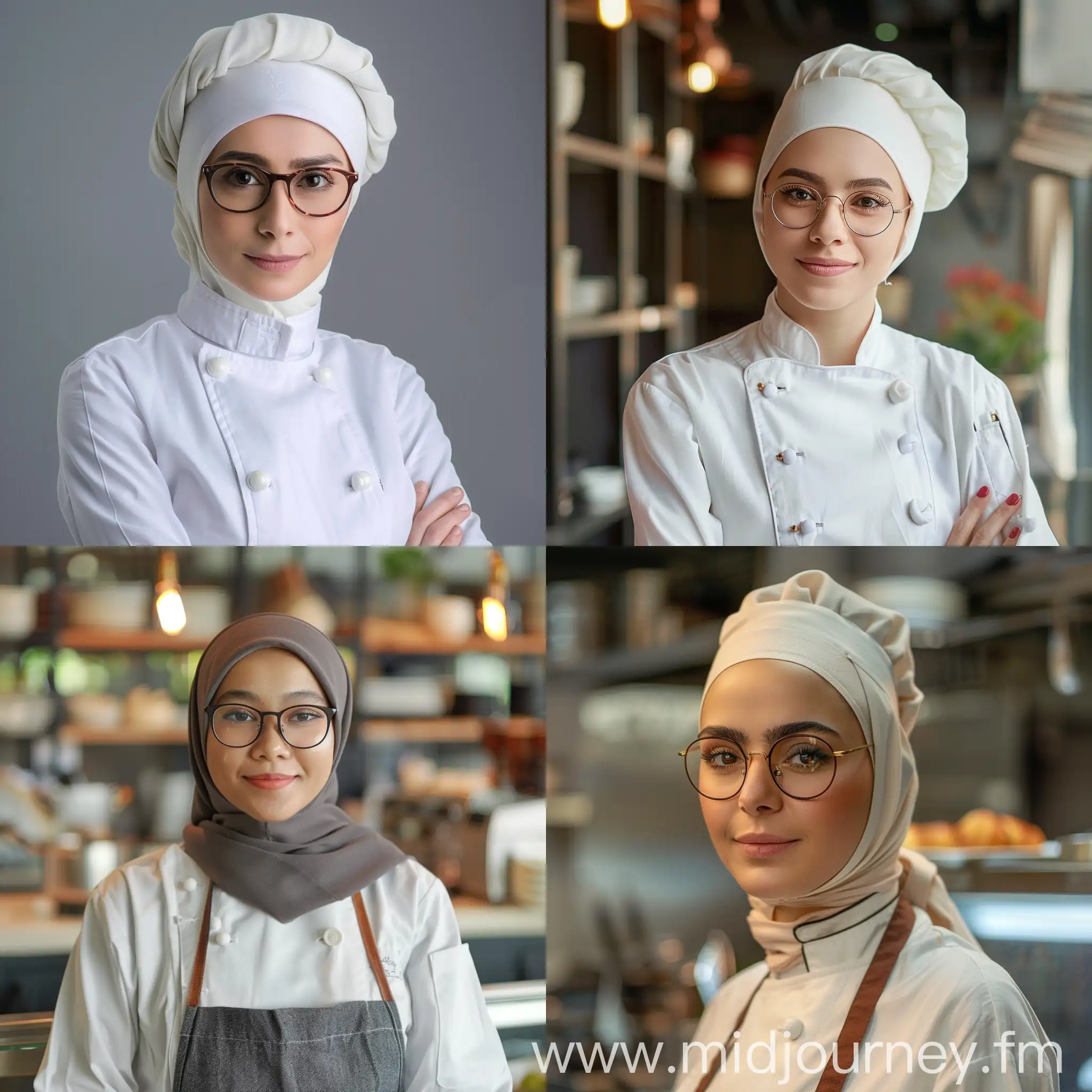 Muslimah Chef Wearing Glasses Cooking | JourneyArt