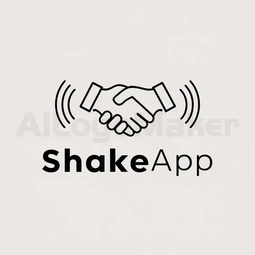 a logo design,with the text "ShakeApp", main symbol:logo for application that allows to connect with other people through NFC,Minimalistic,clear background
