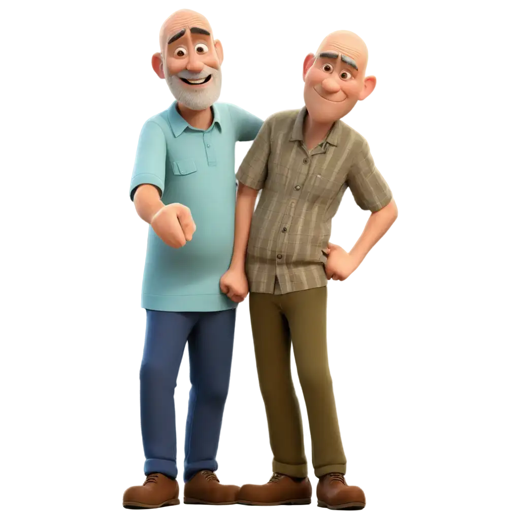 Disney pixar bald old man with t shirt without beard