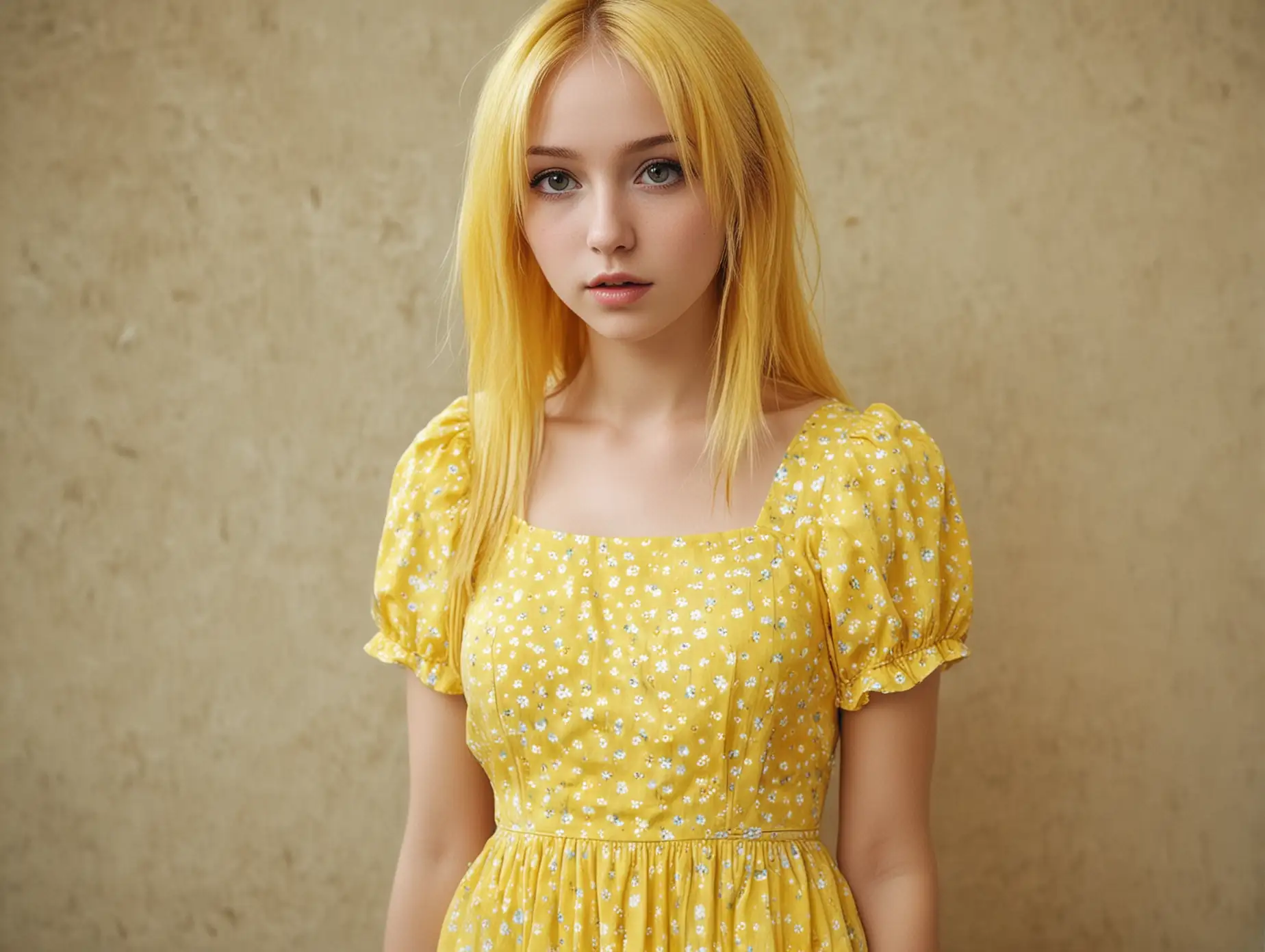 yellow hair, dress, girl