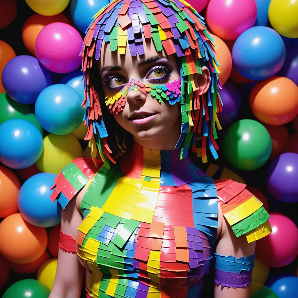 Colorful-Humanized-Pinata-Girl-Covered-in-Rainbow-Stickers