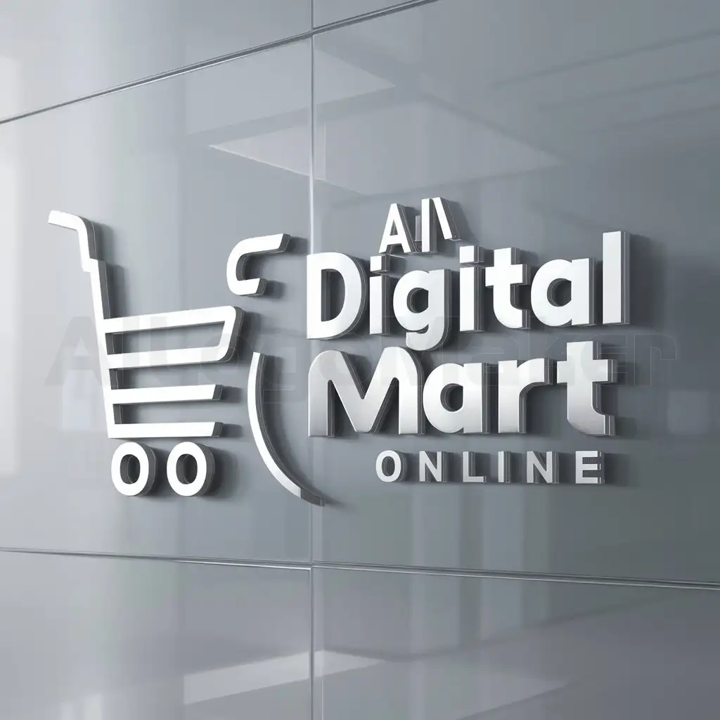LOGO-Design-For-AI-Digital-Mart-Online-Modern-Shopping-Cart-Icon-on-Clear-Background