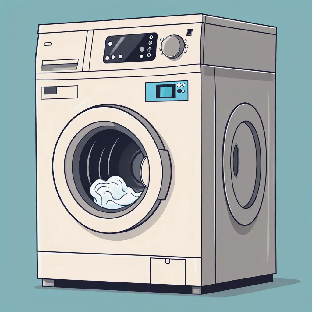 Self-service washing machine. Style cartoon