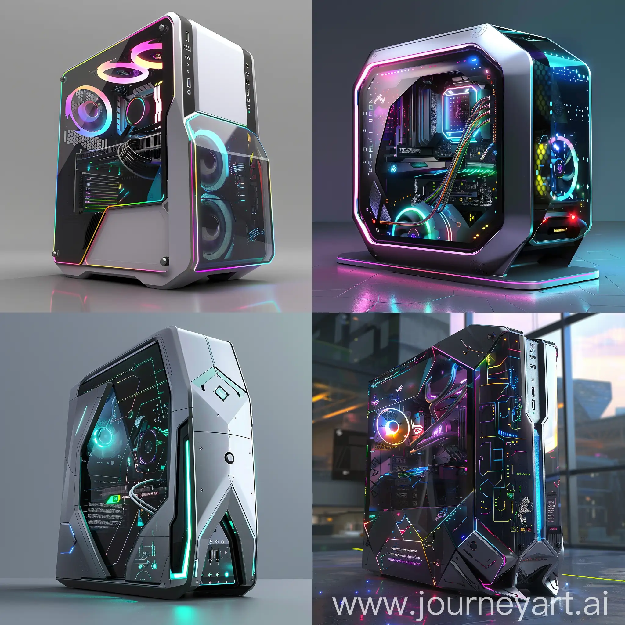 High-tech futuristic PC case, Modular Design, Integrated Cooling Systems, Smart Glass Panels, Wireless Charging Surfaces, Dynamic RGB Lighting, Sound Dampening Materials, Tool-less Access, Built-in Display, Eco-Friendly Materials, Aerodynamic Shape, Self-Healing Materials, Thermal Diodes, Photonic Circuitry:, Nano-Air Filtration, Vibration Energy Harvesting, Molecular Heat Sinks, Quantum Dot Displays, Nanotube Wiring, Smart Dust Sensors, Programmable Matter, Transparent OLED Touchscreen, Solar Panel Integration, Morphing Exterior, Ambient Light Sensors, Integrated Projector, Retractable Ports, Holographic Display, Voice Recognition Module, Biometric Security, Environmental Sensors, Photocatalytic Coating, Nano-Paint, Electrochromic Surface, Nanobot Cleaners, Aerogel Insulation, Piezoelectric Energy Harvesting, Nanofiber Air Purifiers, OLED Skin, Thermochromic Materials, Nanocomposite Glass, unreal engine 5 --stylize 1000