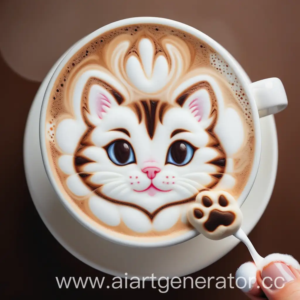 Cappuccino-Cup-with-Kitten-Paw-Art-Cozy-Drink-with-Adorable-Foam-Design