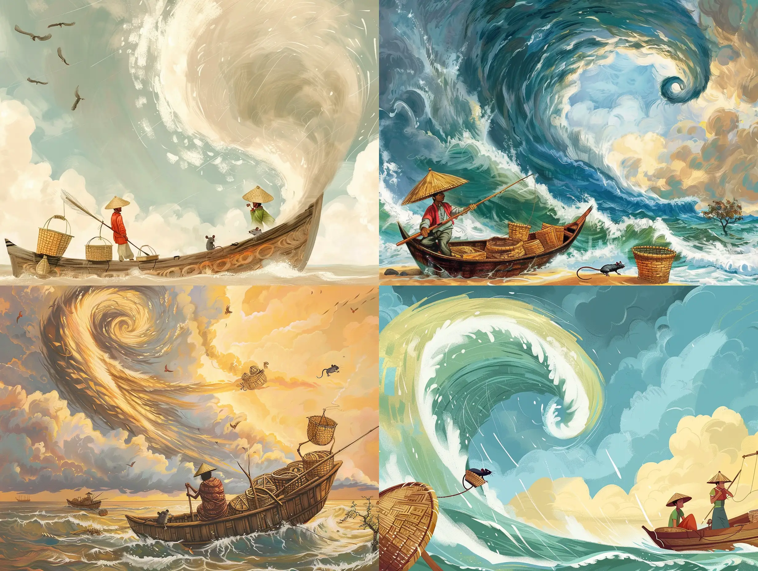 Indonesian-Fishermen-Lifted-by-Sea-Whirlwind-Disney-Fairytale-Illustration