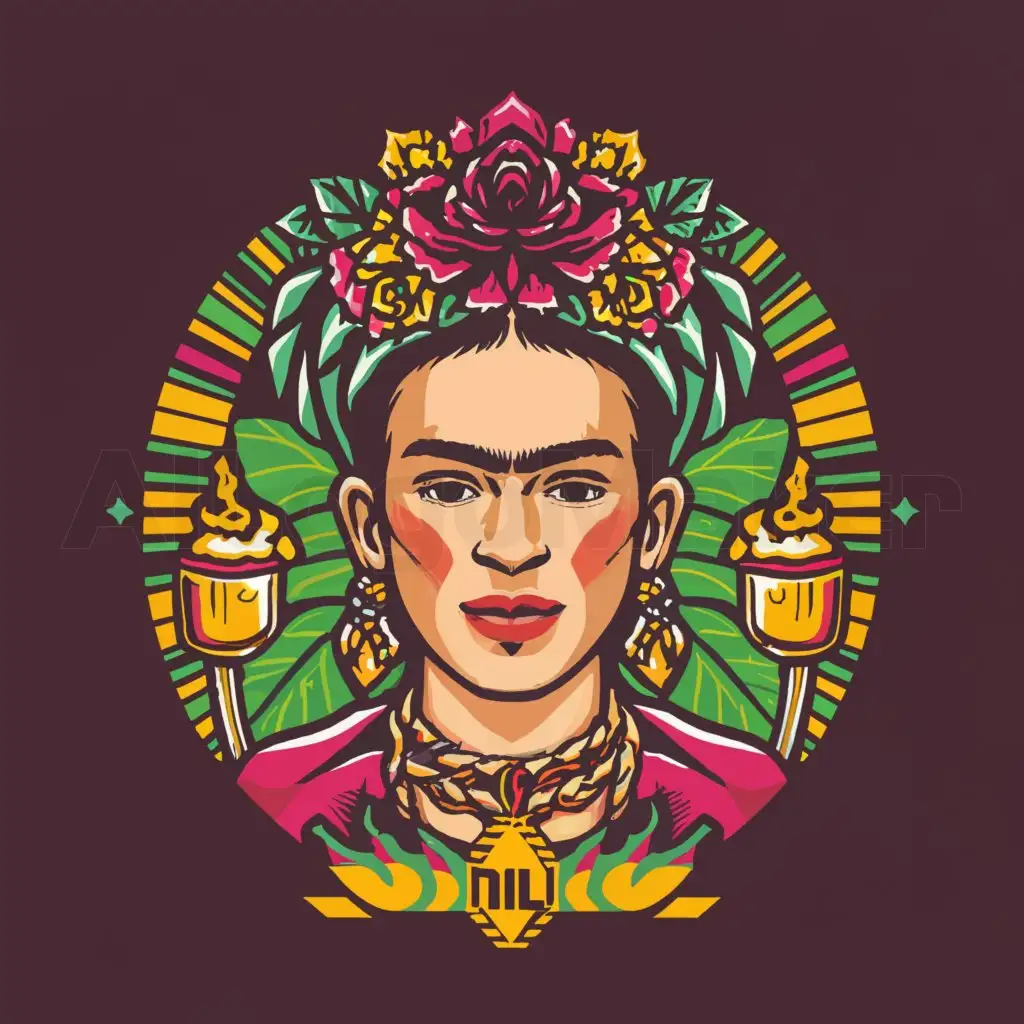 a logo design,with the text "frida 2", main symbol:Frida Kahlo, beer, nightclub,complex,be used in Others industry,clear background