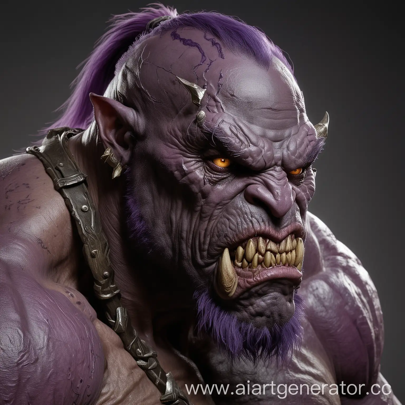 Muscular-Purple-Orc-with-Unique-Silver-Canine-CloseUp-Portrait