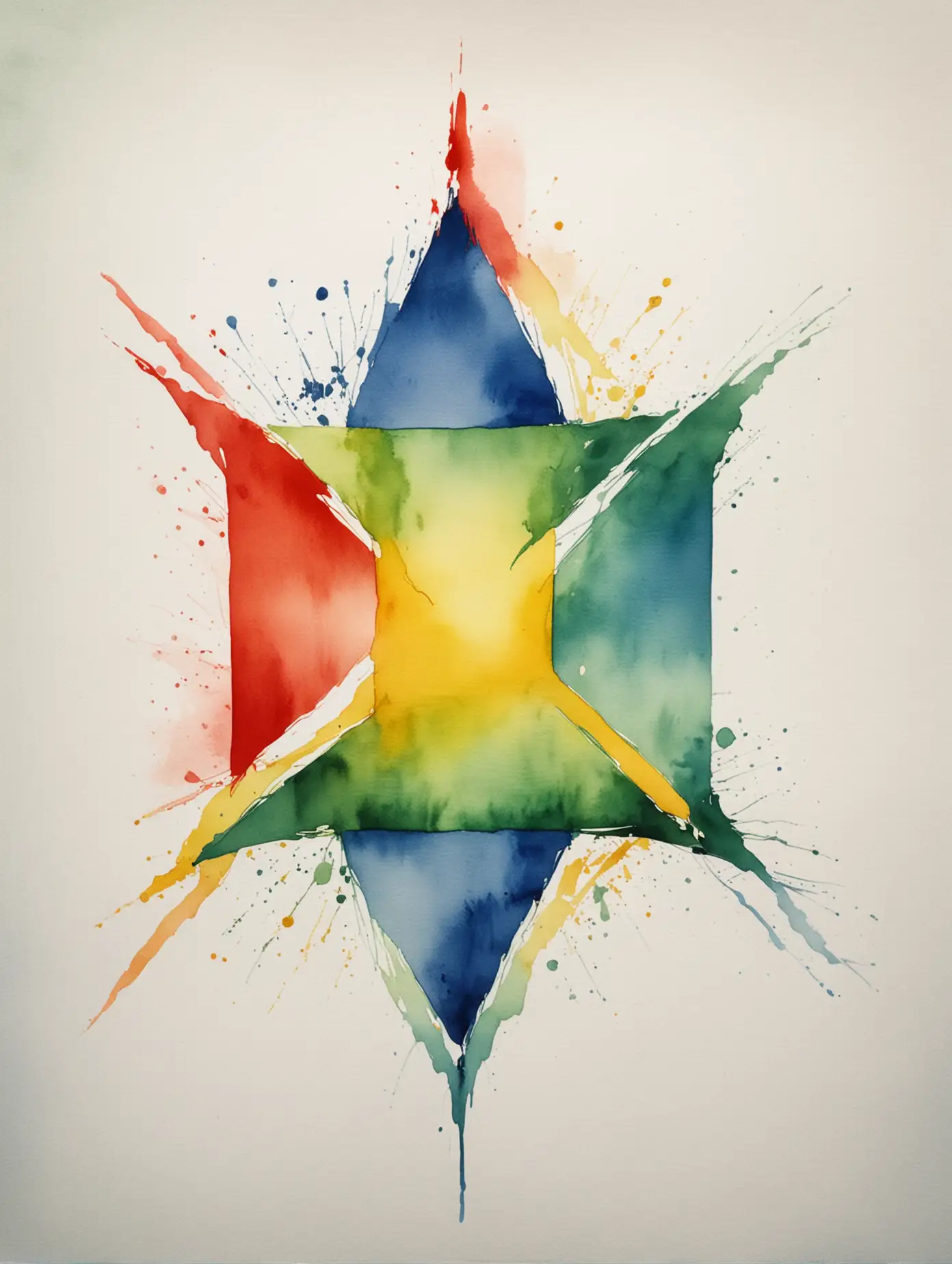 Vibrant Abstract Watercolor Illustration with Red Blue Yellow and Green Hues