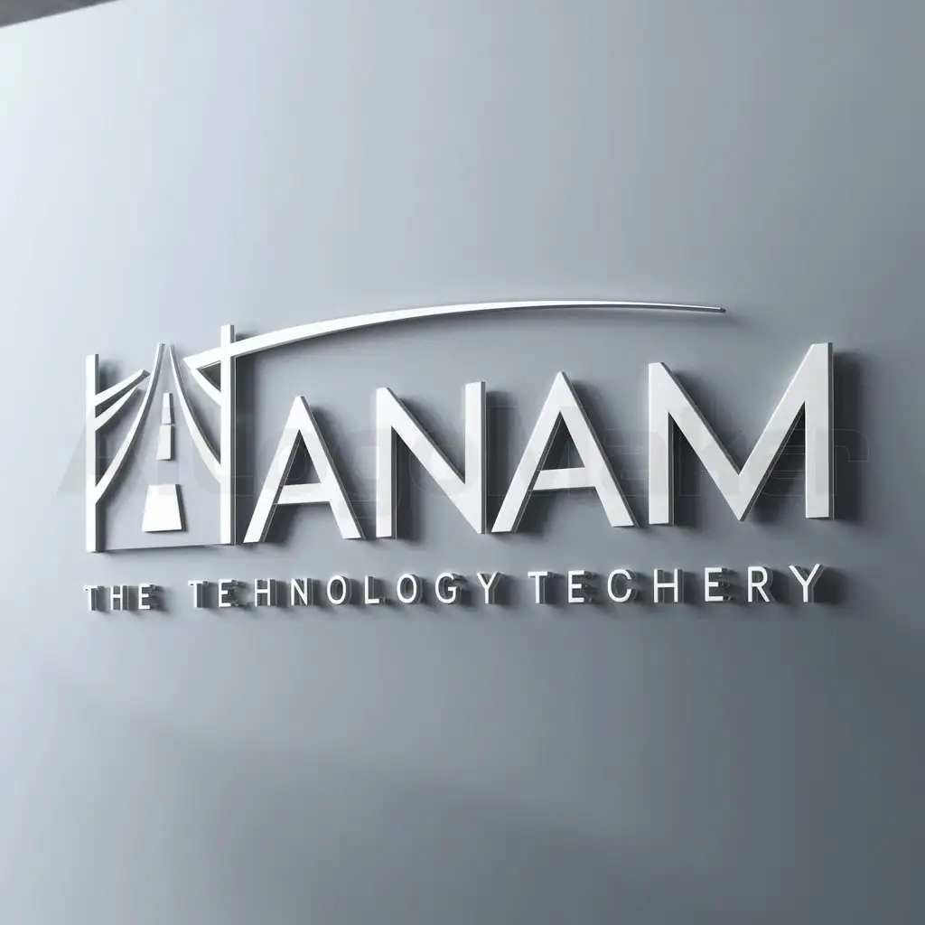 a logo design,with the text "HANAM", main symbol:road capital letters,Moderate,be used in Technology industry,clear background