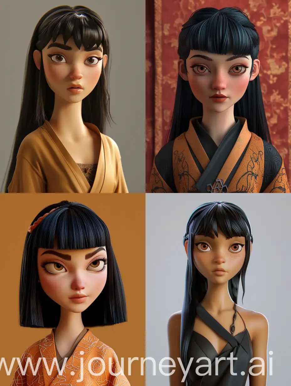 A Pixar style portrait of the character [Hinata ] from the series Game of Thrones, rendered in 3D in the style of Pixar. 
