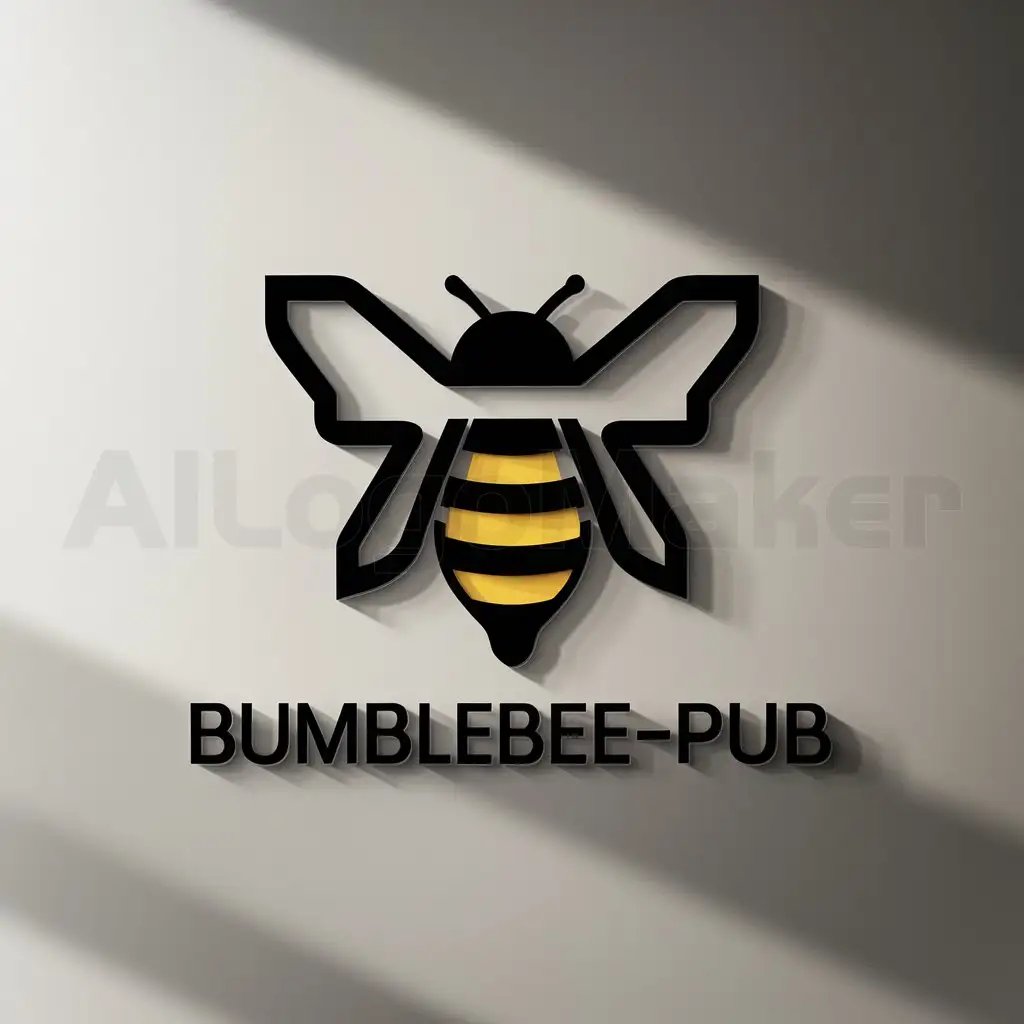 a logo design,with the text "Bumblebee-pub", main symbol:Bumblebee,Minimalistic,be used in Beer industry,clear background