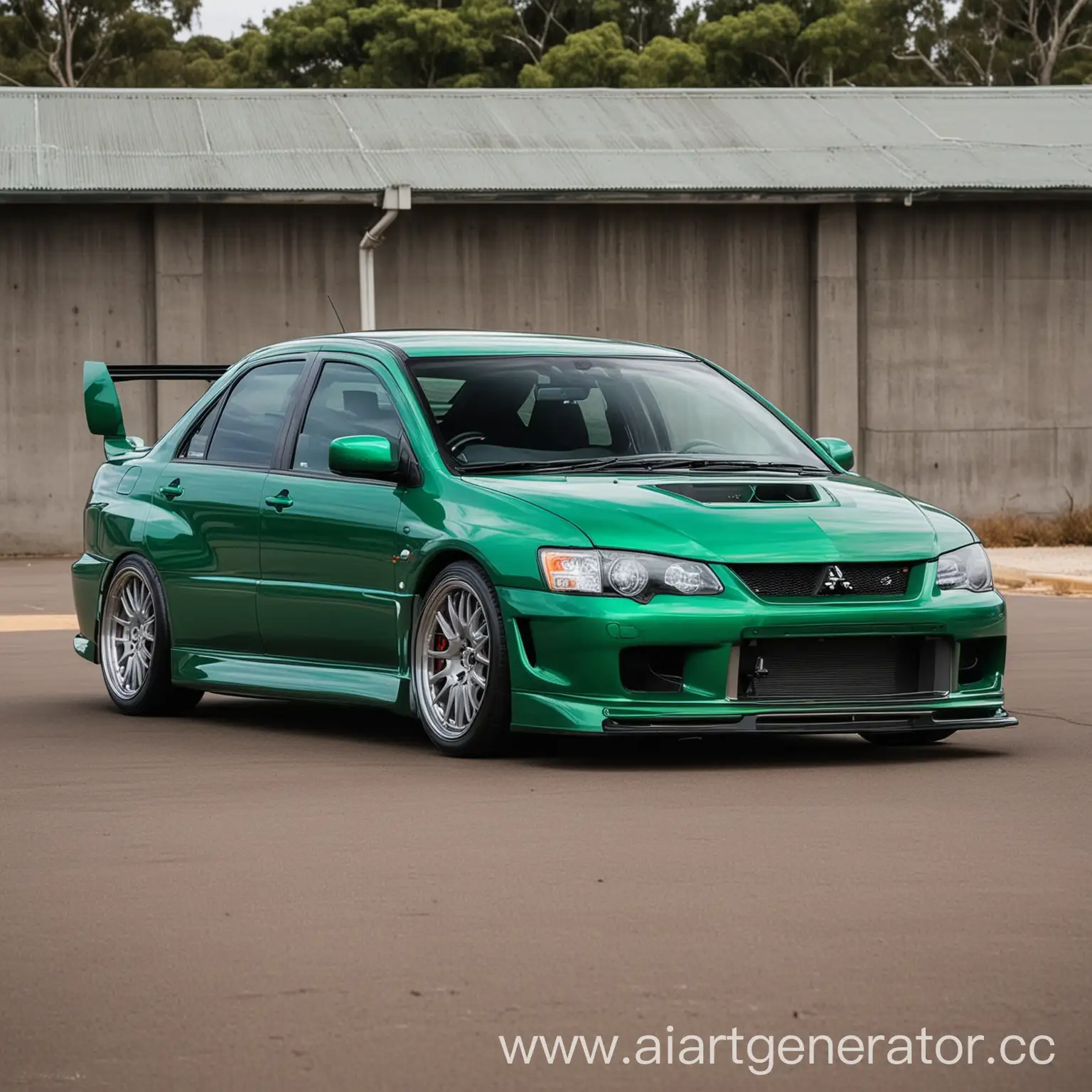 Sleek-Emerald-Mitsubishi-Lancer-Evo-9-Racing-Through-Urban-Streets