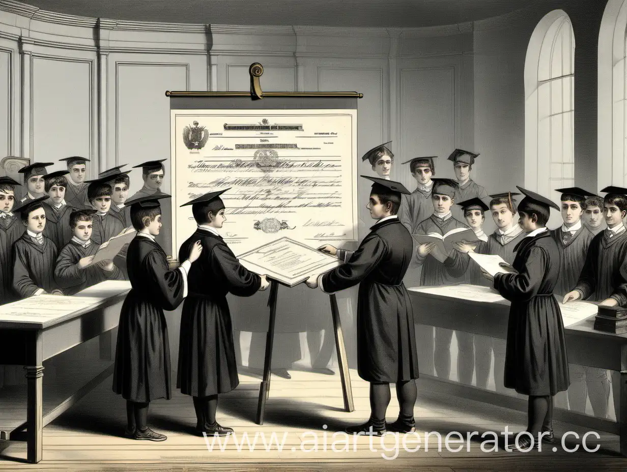 19th-Century-Russian-Gymnasium-Students-Awarding-Diploma-Historical-Engraving-or-Painting