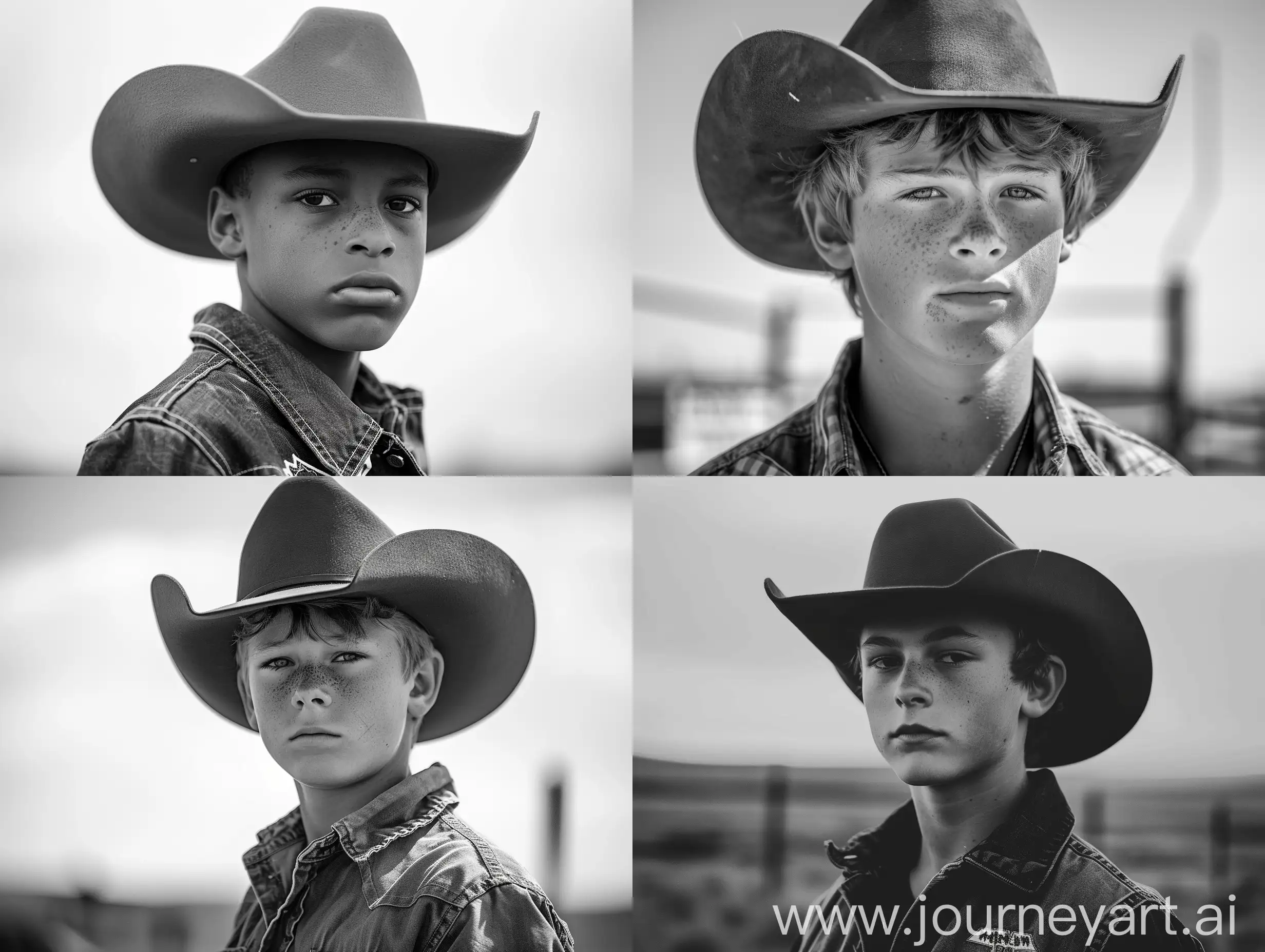 Serious-Young-Cowboy-Portrait-in-Monochrome-Photography