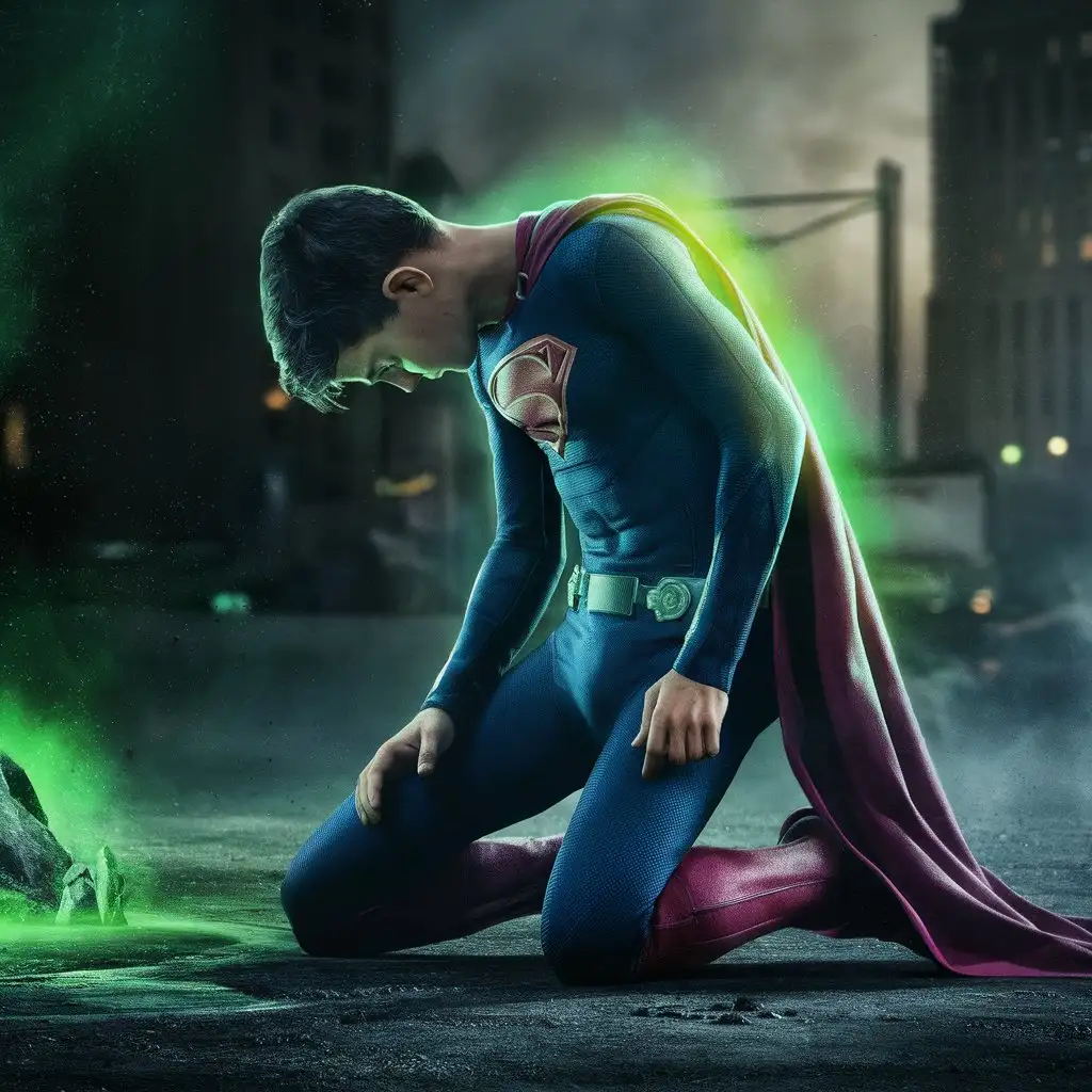 Teen Super Boy Weak from Kryptonite Rear View Spandex