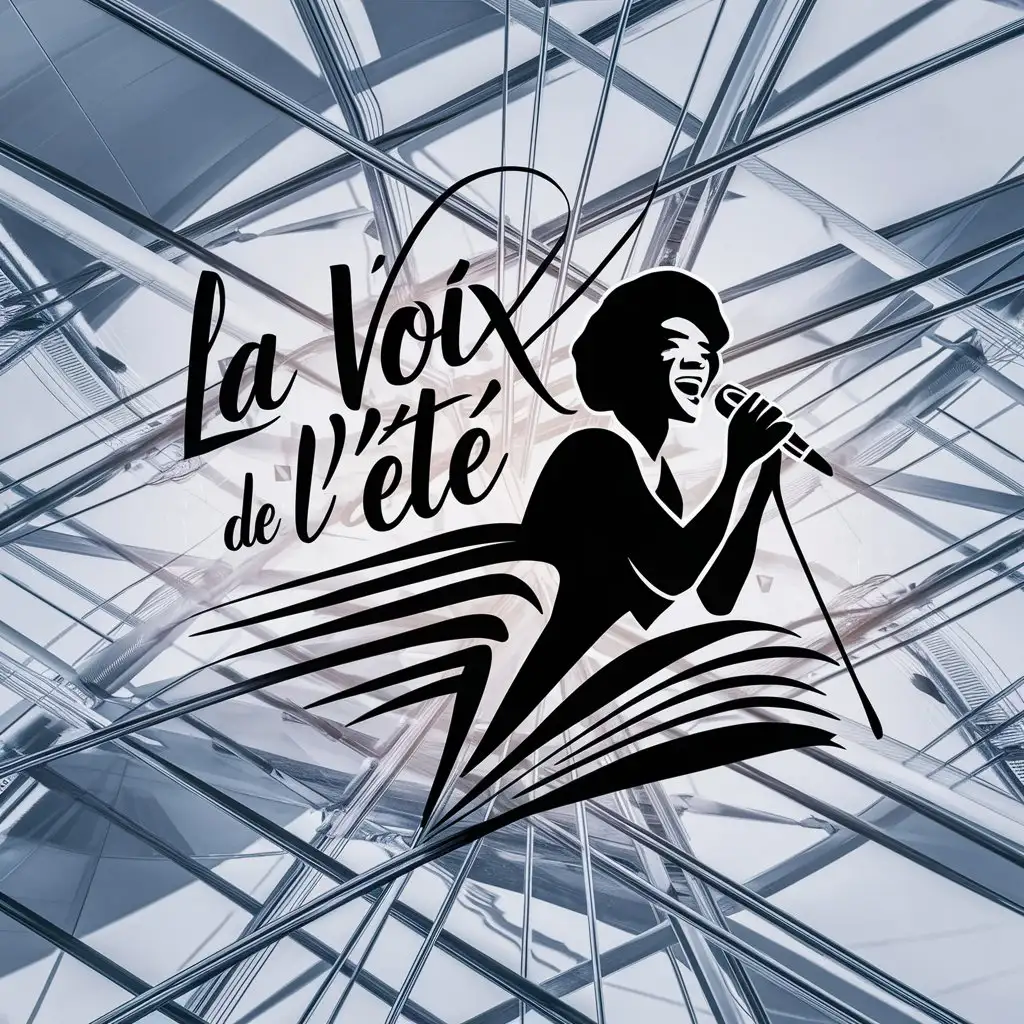 a logo design,with the text "La voix de l'été", main symbol:singer and microphone,complex,clear background