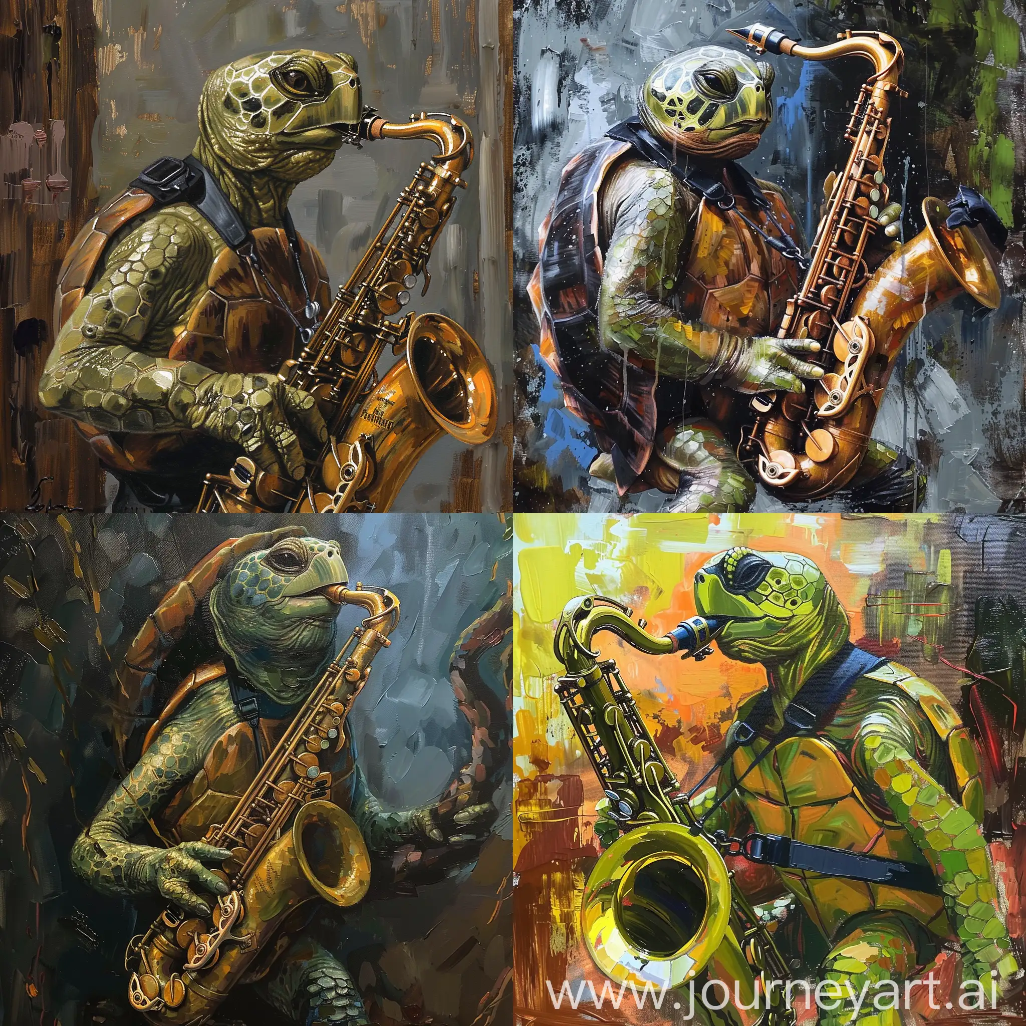Musical-Turtle-Painting-with-Brush