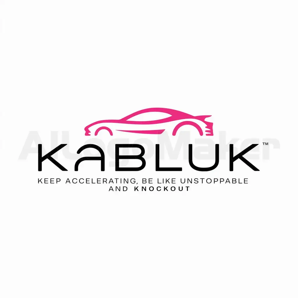 a logo design,with the text "KABLUK", main symbol:pink car. Keep Accelerating, Be Like Unstoppable and Knockout,Minimalistic,be used in Automotive industry,clear background