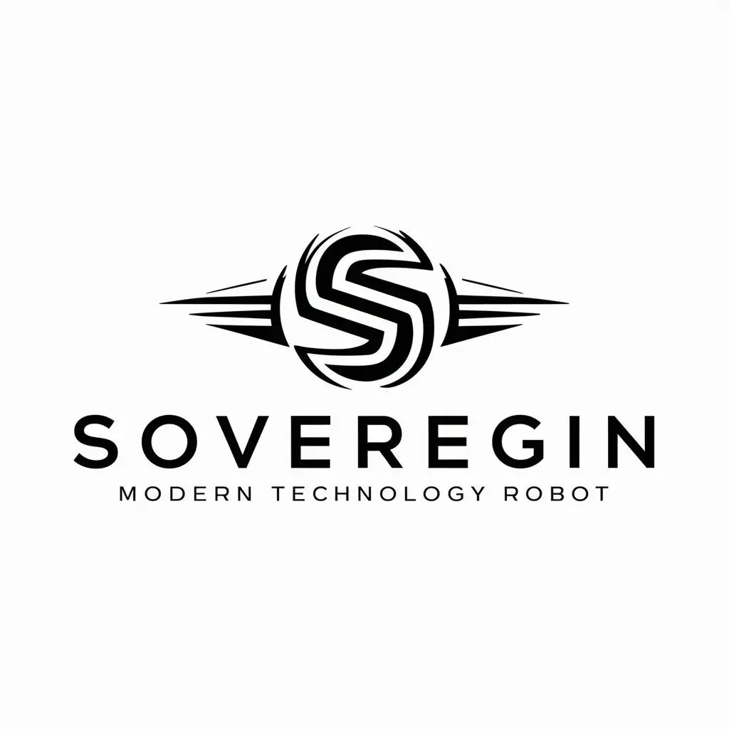 a logo design,with the text "Soveregin, Modern technology robot.", main symbol:An S logo,Moderate,be used in Entertainment industry,clear background