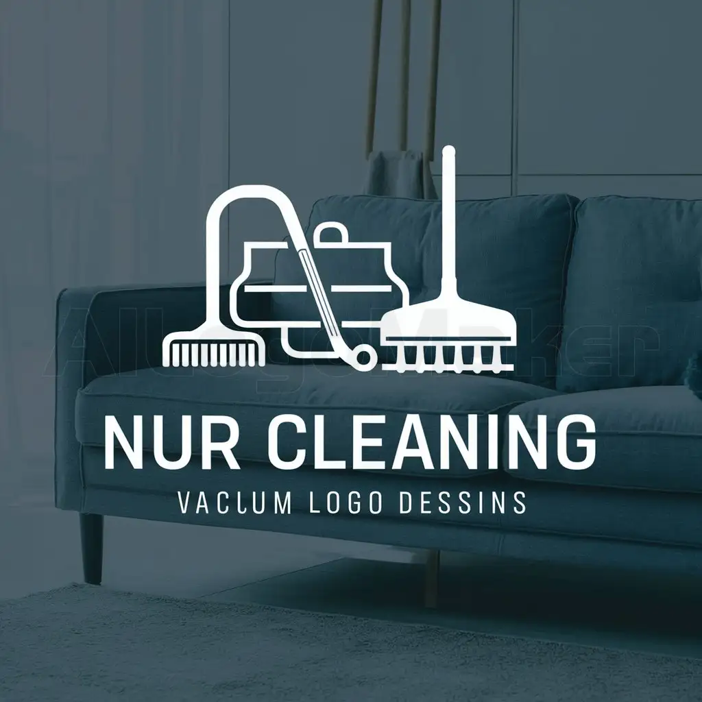 a logo design,with the text "NUR CLEANING", main symbol:Vacuum cleaner, brush, sofa,Moderate,clear background