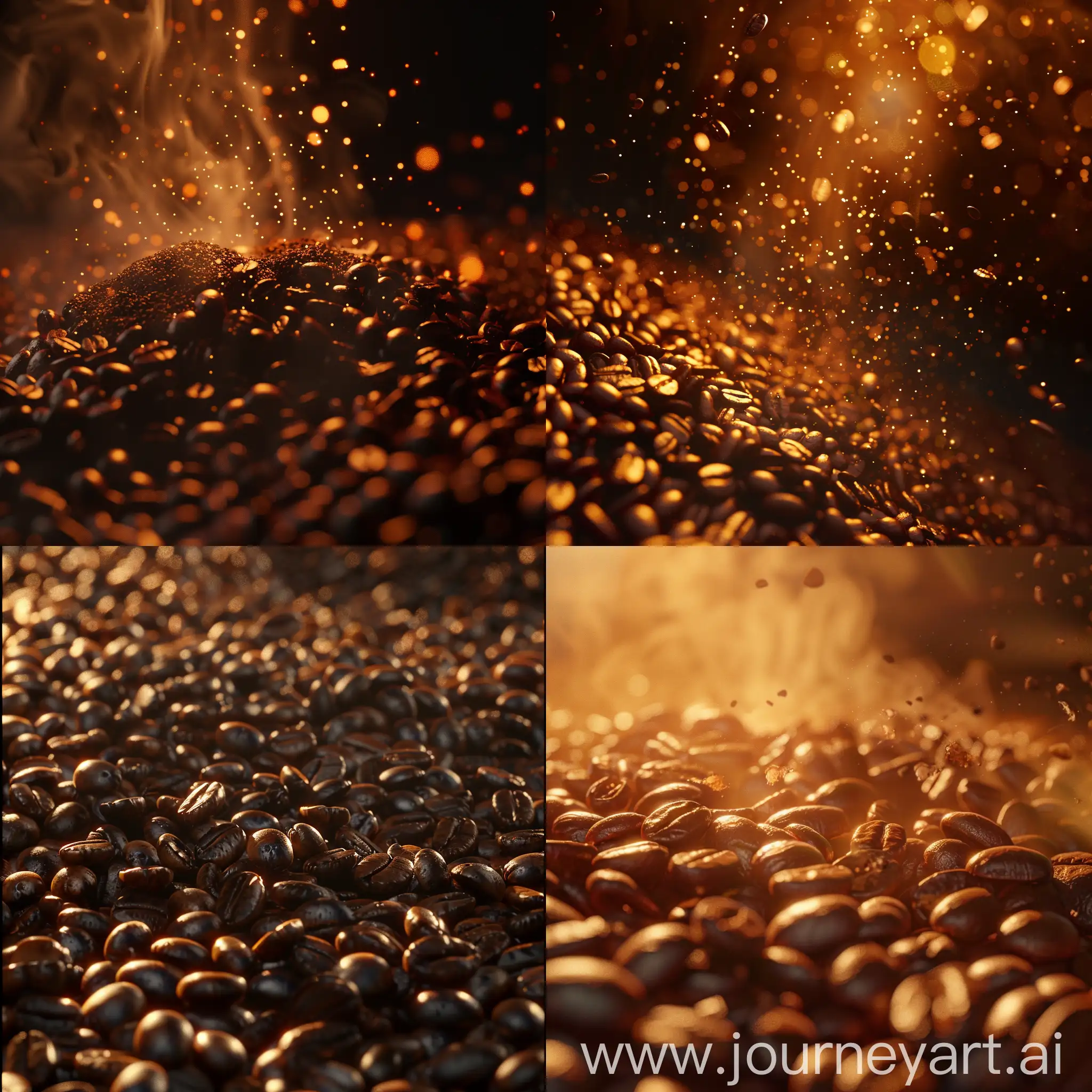 Coffee roster coffee beans ,4k,warm light 