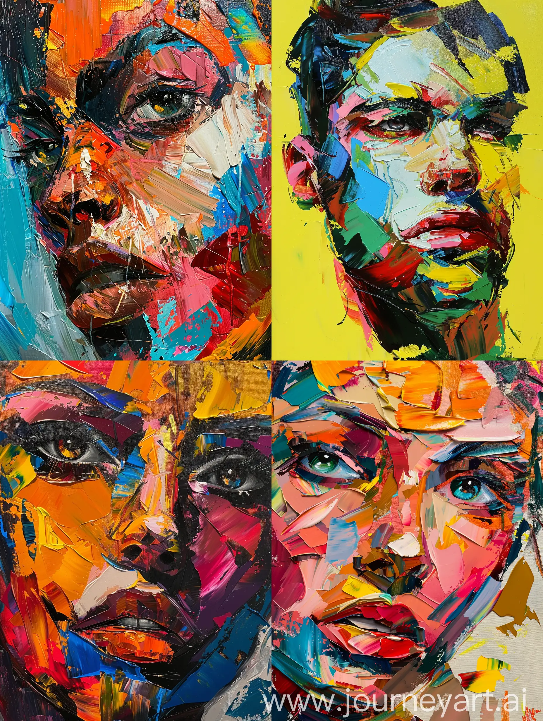 Vibrant-Abstract-Portrait-Painting-with-Palette-Knife-Technique