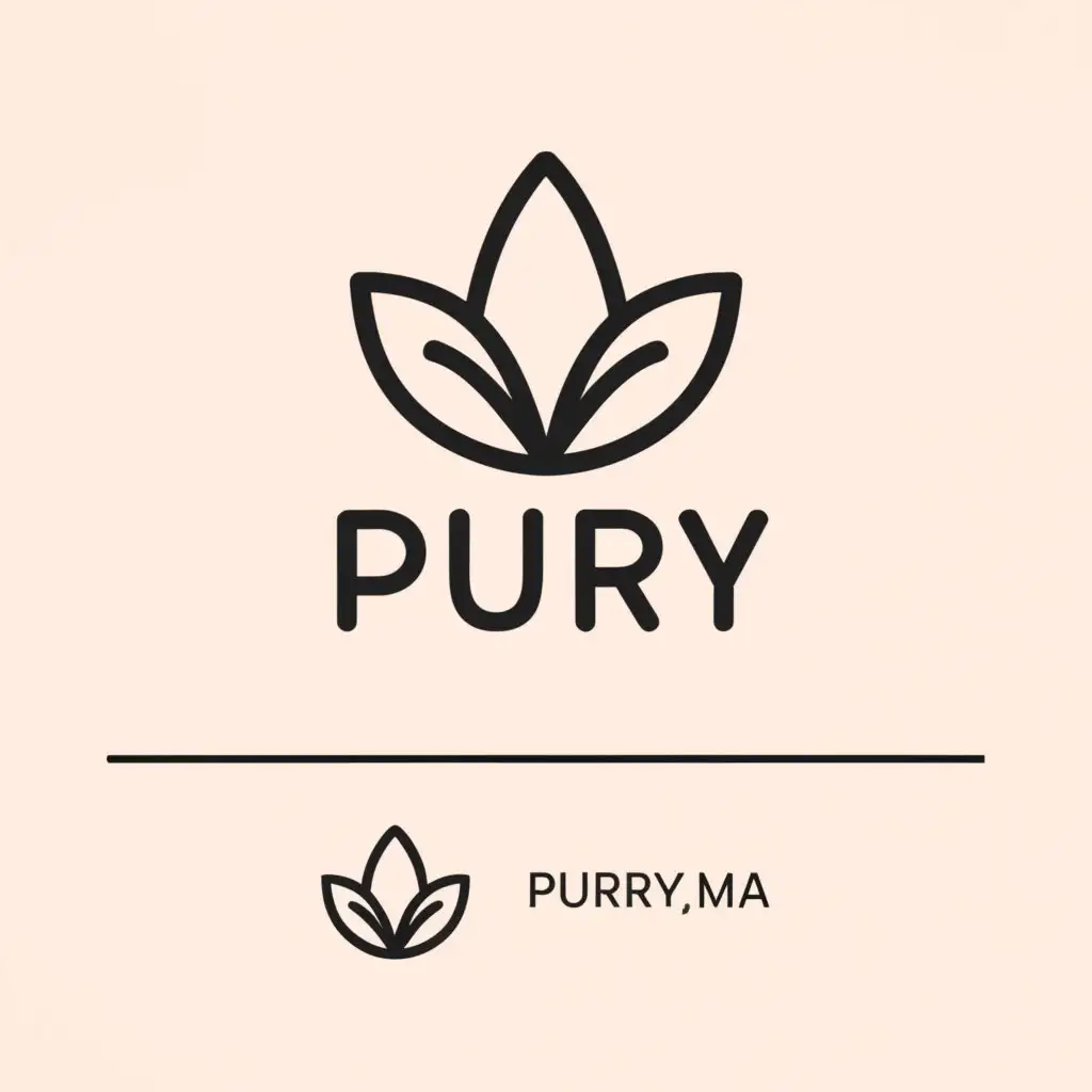 a logo design,with the text "Pury", main symbol:A simple logo for a brand specializing in manufacturing and marketing natural cosmetics under the name Pury, with the website domain pury.ma, and our slogan will be "From Nature".,Minimalistic,be used in Beauty Spa industry,clear background