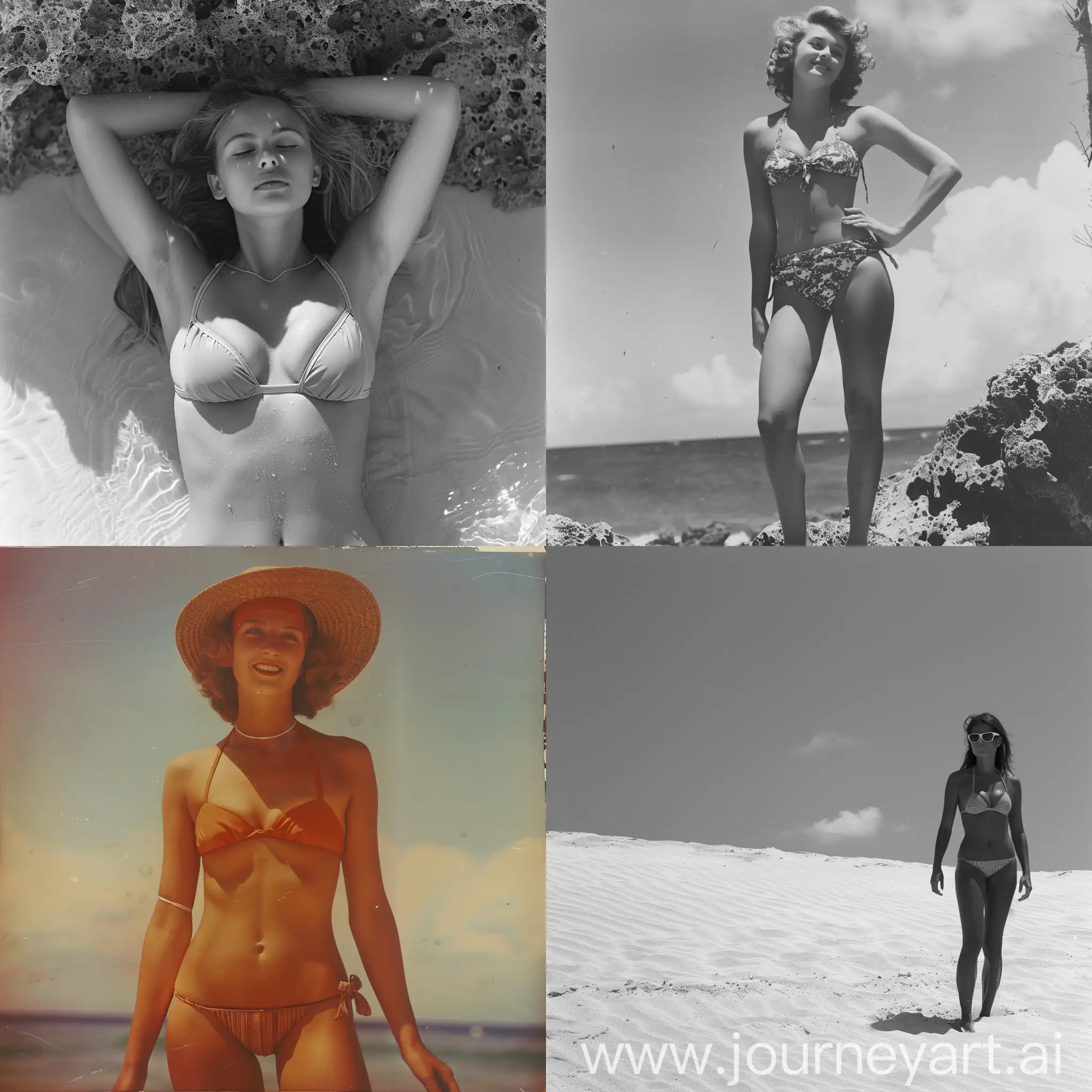 Woman-in-Bikini-Relaxing-on-Tropical-Beach