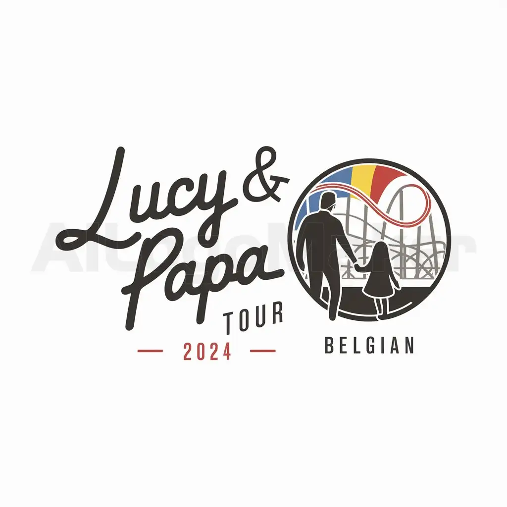  Logo design, text "Lucy & Papa Tour 2024", main symbol: Logo for the annual tour of Father (38 years) and Daughter (9 years) to Amusement Parks. This tour leads to Belgium., Moderate, used in Travel industry, clear background