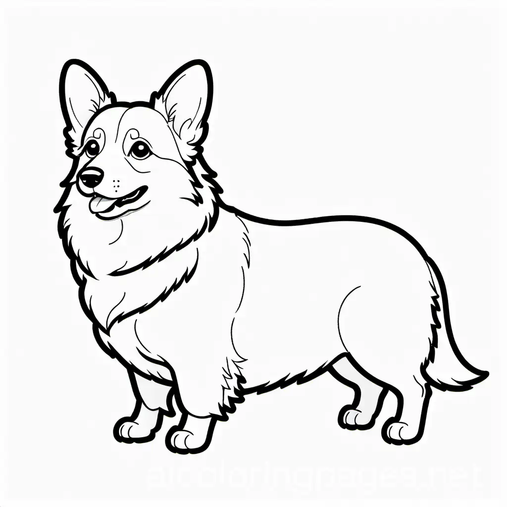 corgi drawing, Coloring Page, black and white, line art, white background, Simplicity, Ample White Space