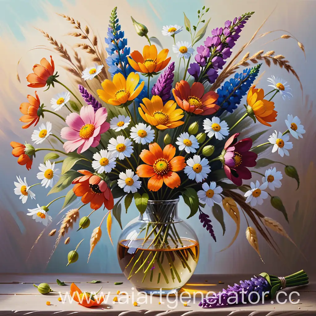 Vibrant-Oil-Painting-of-a-Bouquet-of-Field-Flowers
