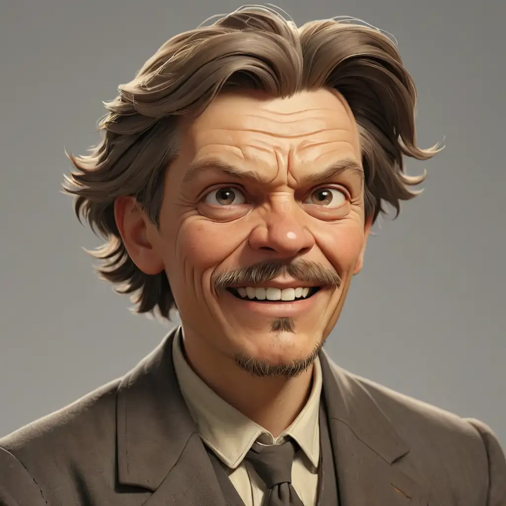 Maxim Gorky the Celebrated Author Immersed in Joyful Contemplation Realism 3D Animation