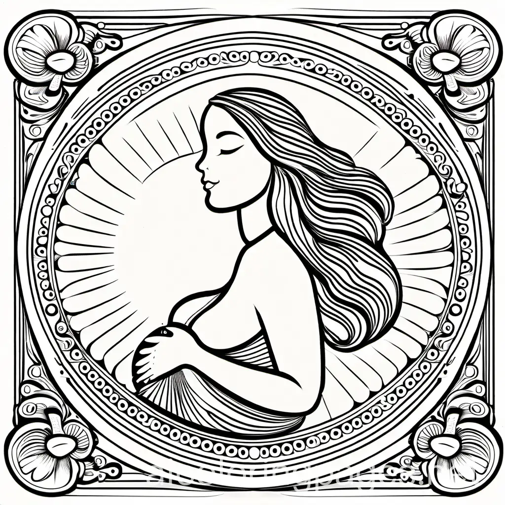 "Please create a series of pregnancy-themed coloring sheets designed for relaxation. Each sheet should feature a detailed, calming illustration related to pregnancy. Additionally, each sheet should include a positive affirmation tailored to expecting mothers. ", Coloring Page, black and white, line art, white background, Simplicity, Ample White Space. The background of the coloring page is plain white to make it easy for young children to color within the lines. The outlines of all the subjects are easy to distinguish, making it simple for kids to color without too much difficulty
