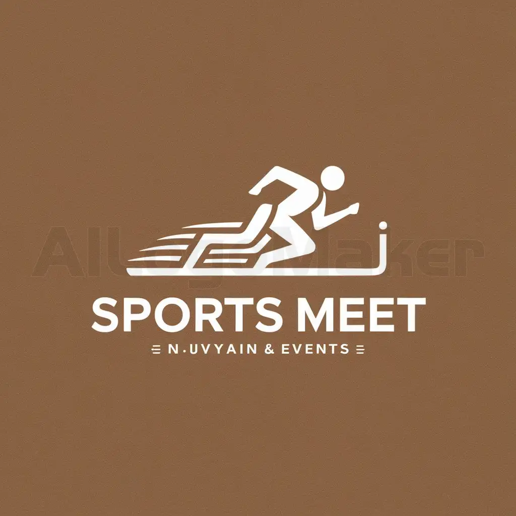 a logo design,with the text "sports meet", main symbol:athlete, vitality, track, racecourse, cohesive power, J,Minimalistic,be used in Events industry,clear background