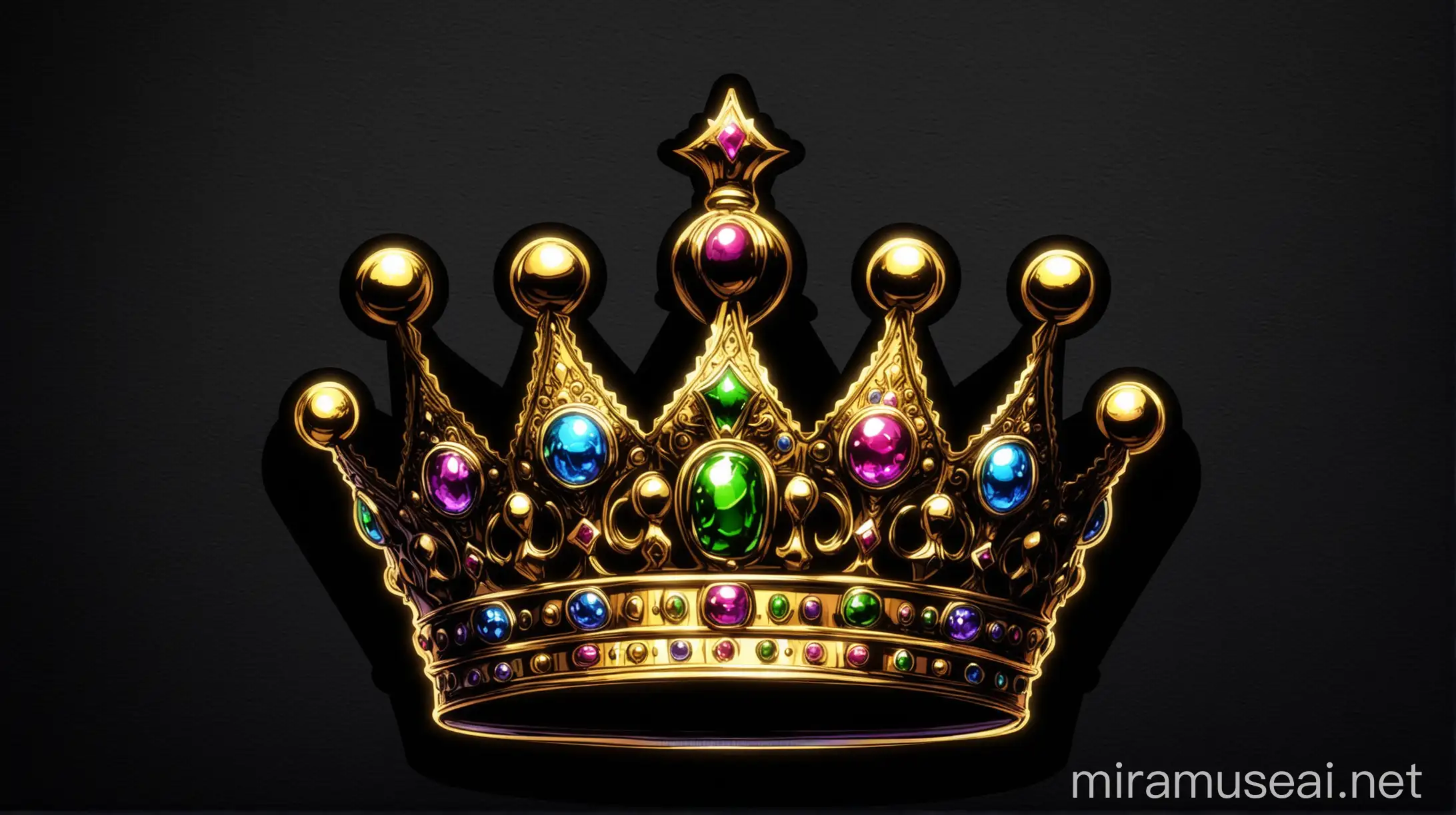 Detailed Stylish Crown Sticker on Dark Background