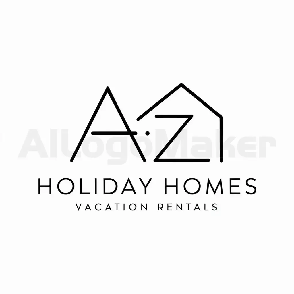 a logo design,with the text "AZ", main symbol:HolidayHomes,Minimalistic,clear background