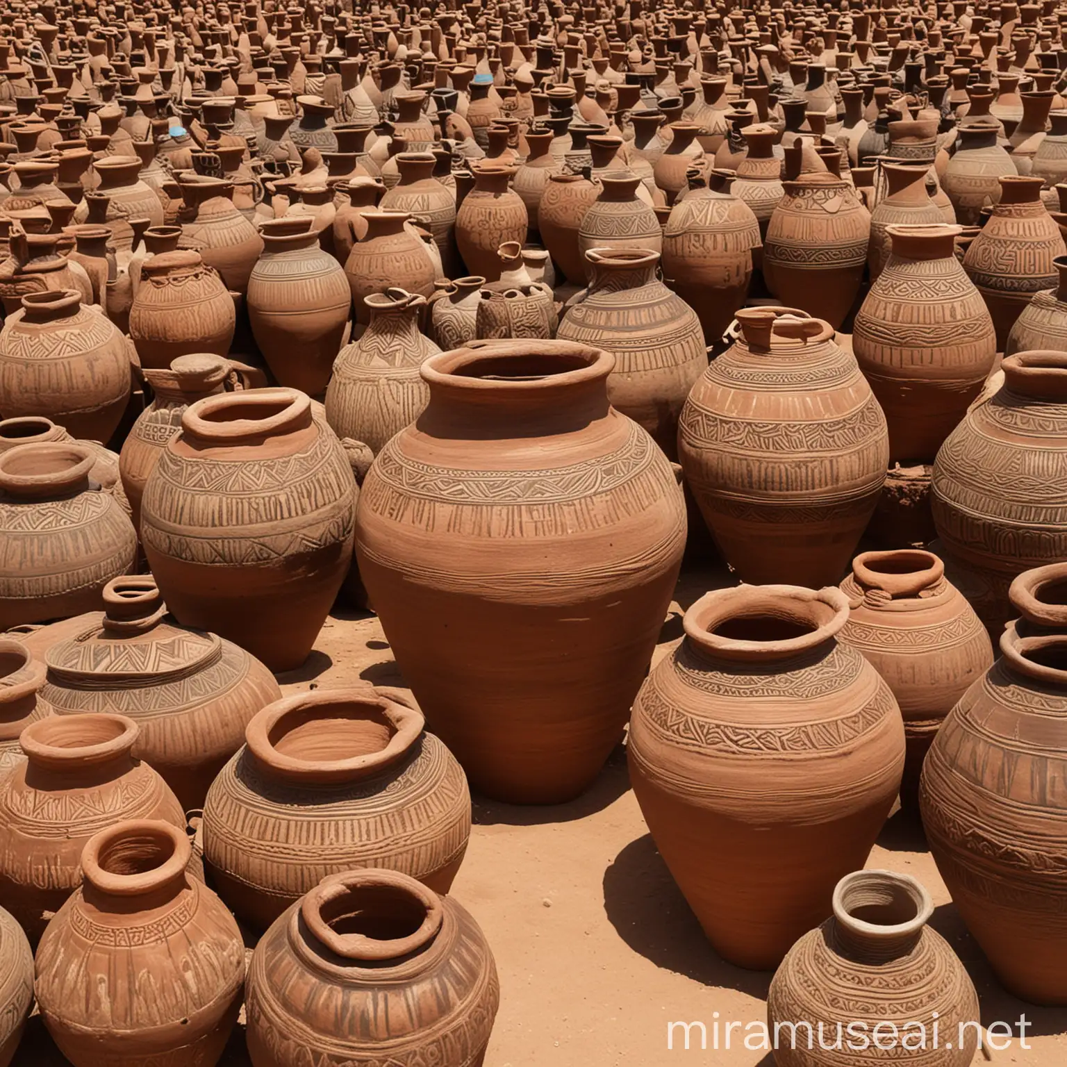 Vibrant African Pottery Craftsmanship Display