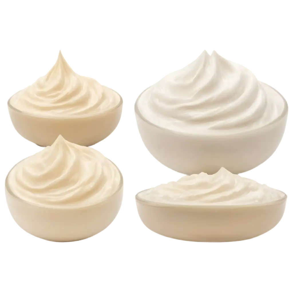 set of White cream top view on isolate transparency background, PNG