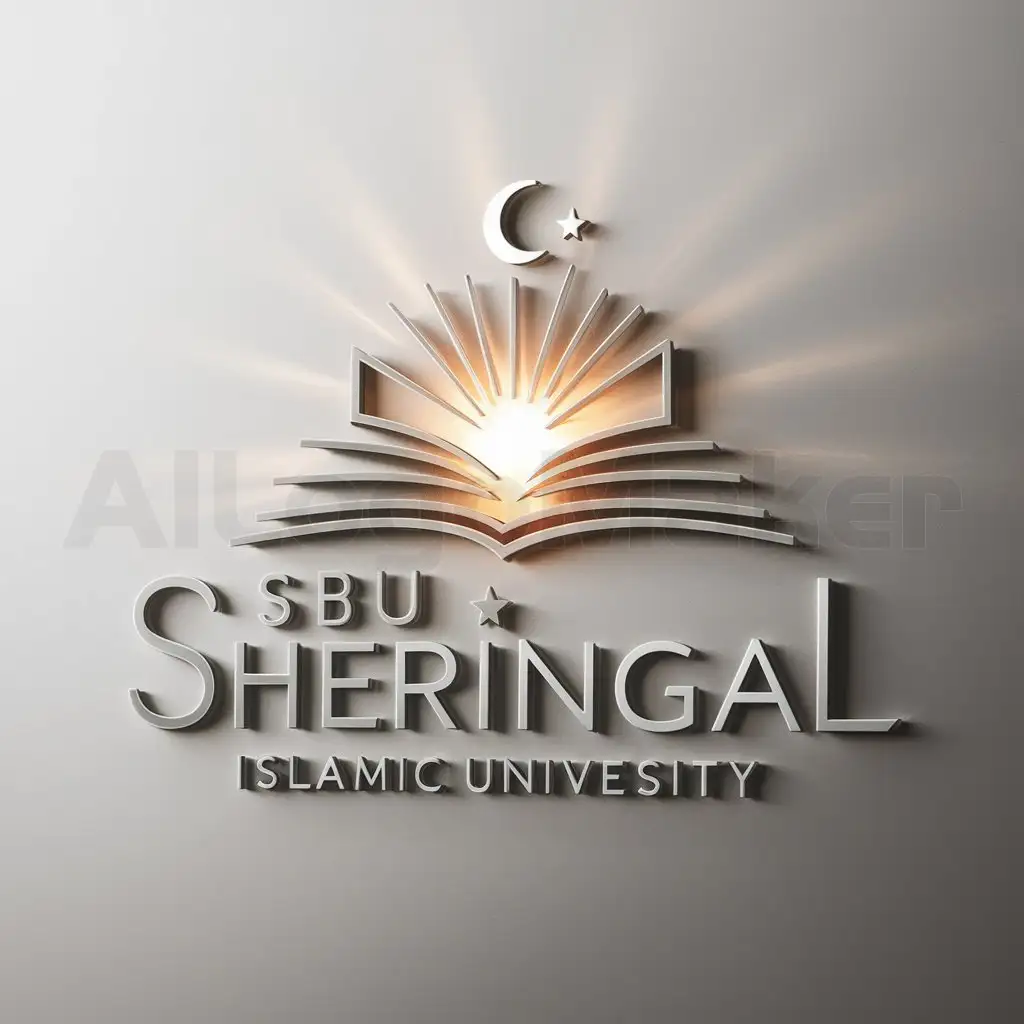 a logo design,with the text "SBBU SHERINGAL", main symbol:NEED A PROFESSIONAL LOGO FOR ISLAMIC UNIVERSITY, SYMBOL, LIGHT OPEN BOOK, AND ISLAMIC DUA FOR INCREASING KNOWLEDGE LIGHT LOOKING THAT LIGHT IS COMING OUT FROM BOOK,Moderate,be used in 0 industry,clear background